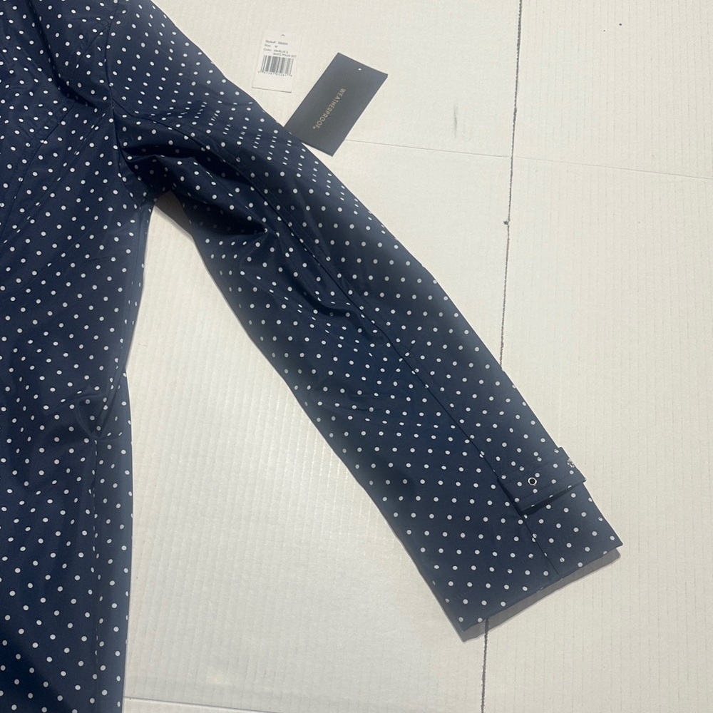 NWT Weathrproof Navy & white Polka Dot Raincoat w pockets zipper and buttons - Picture 14 of 15